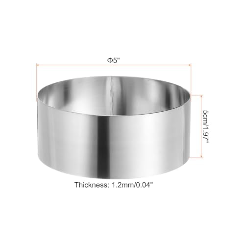 Round Cake Ring 5 x 2 Inch Seamless Stainless Steel Pastry Mousse Dessert Ring Mirror Coating for Baking Cooking Making Tool