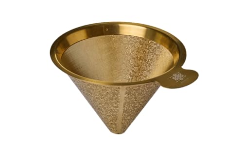 Golden Dripper Reusable Stainless Steel Coffee Filter Paperless Cone Filter for Drip Coffee Makers Eco
