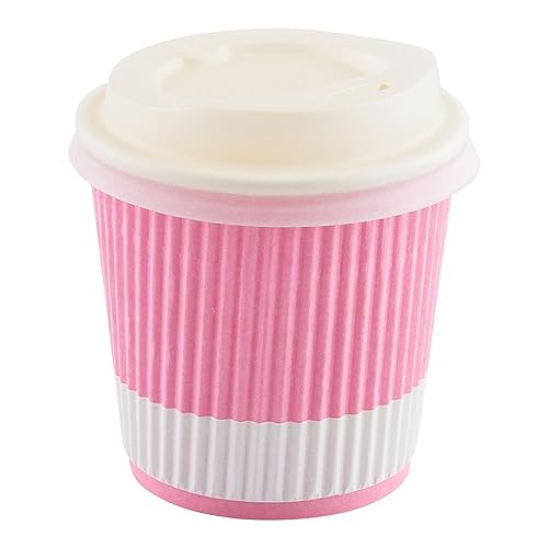 Ripple Wall Coffee Cups 500 Count 4 Ounce Insulated Light Pink Paper Cups