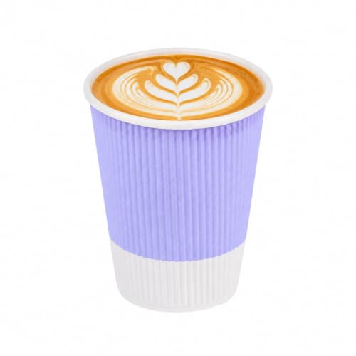 Ripple Wall Coffee Cups 25 Count 12 Ounce Insulated Light Purple Paper Cups