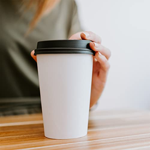 White Original Disposable Paper Coffee Cups with Lids (25 Count)