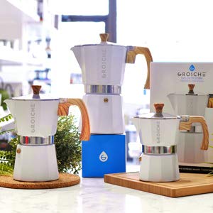 Milano Stovetop Espresso Maker Moka Pot 9 espresso Cup 15.2oz White