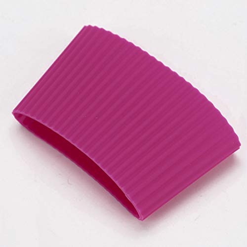 Silicone Nonslip Glass Bottle Mug Cup Sleeve Protector Cover Fuchsia