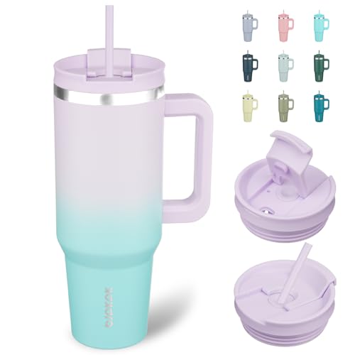40 oz Insulated Tumbler with Handle & Straw