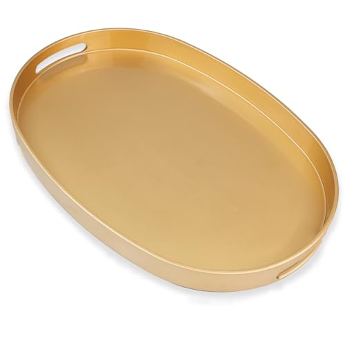 Gold Oval Decorative Tray with Handles