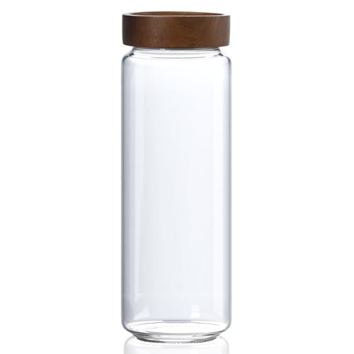 40 fl oz 1200 ml Glass Jar with Airtight Wooden Screw Top Lid