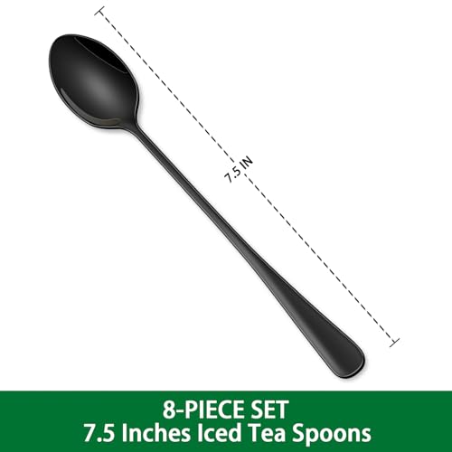 7.5 Inches Black Coffee Stirring Spoons Set (8 Count)