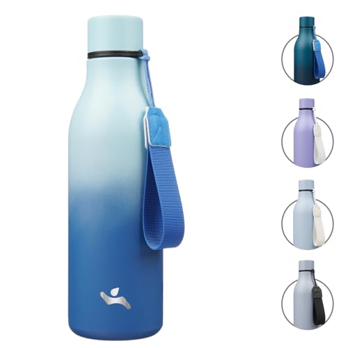18 oz Insulated Stainless Steel Metal Water Bottle with Strap