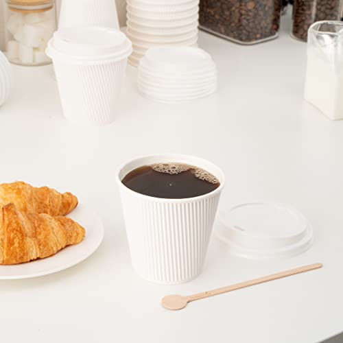 Ripple Wall Coffee Cups 500 Count 8 Ounce Insulated White Paper Cups