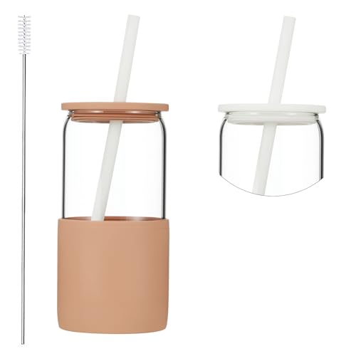 Glass Tumbler with Straw and Lid