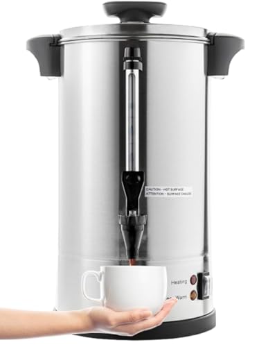 SR-CP-50B Commercial Grade Stainless Steel Percolate Coffee Maker Hot Water Urn for Catering, 50-Cup 8 L, Metallic (35 Count)