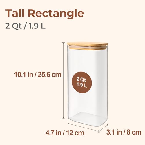 Glass Storage Containers with Lids 2 Qt (3 Count)