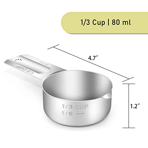 2PCS 1/3CUP(80ml, 2.7oz) Measuring Cup, 18/8 Stainless Steel Measure Scoop (2 Count)
