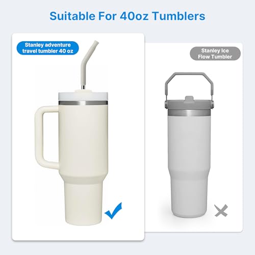 Metal Straw with Silicone Tip for 40oz Stanley Cup