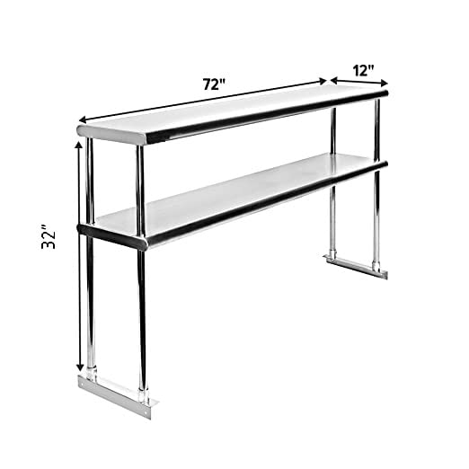 72" x 12" Stainless Steel Double Overshelf (2 Count)