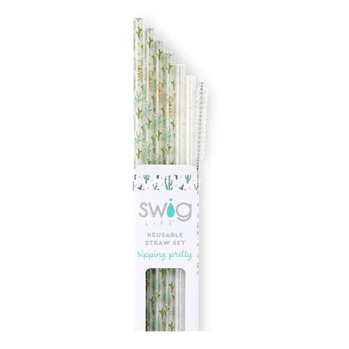 Pack of 6 Reusable Plastic Straws with Cleaning Brush (6 Count)