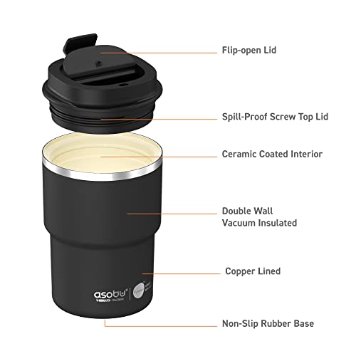 Travel Mug Ceramic Coated Stainless Steel Insulated with Leak and Spill Proof Lid