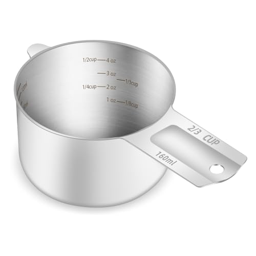 1PCS 2/3Cup (160ml, 5.3oz) Measuring Cup, Etched Inner Scale Measure Scoop