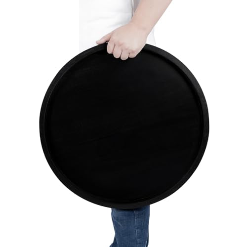 Round Ottoman Tray Large Wood Serving Tray for Table Living Room Bedroom