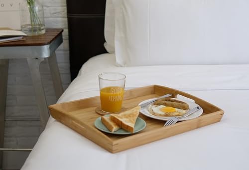 Bamboo Serving Tray with Handles 16.8 x 12.5 inch