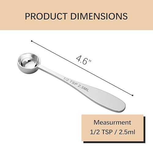 2PCS 1/2TSP(2.5ML) Measuring Spoon, 18/8(304) Stainless Steel Tablespoon