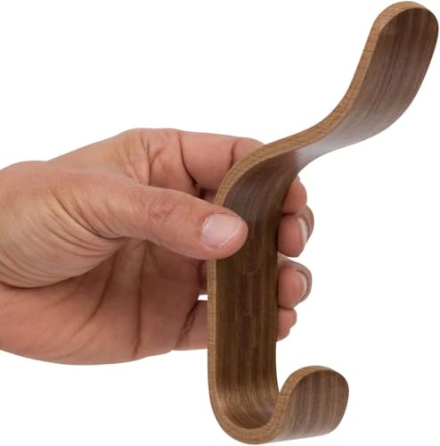 Plywood Wall Hooks Set of 4 Wood Coat Hooks Hanging Clothes Hats Robes Towels Wooden (4 Count)