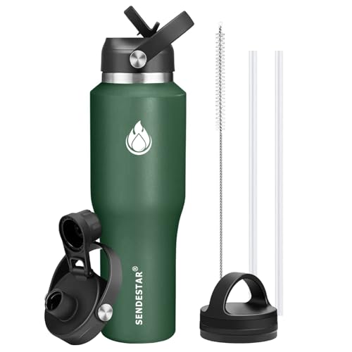 Water Bottle Wide Mouth Stainless Steel Vacuum Insulated Double Wall Keep Liquids Cold or Hot All Day