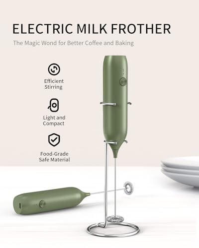Rechargeable Milk Frother Handheld with Stand
