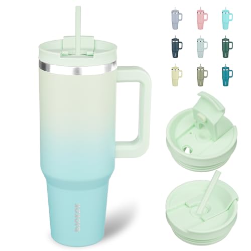 40 oz Insulated Tumbler with Handle & Straw