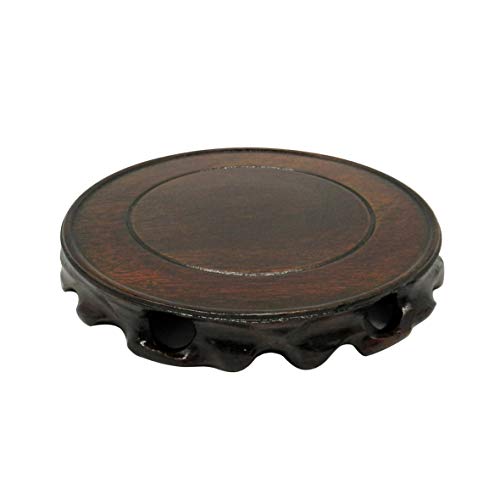 Rustic Vintage Rosewood Circular Display Stand Vase Pot Base Fishbowl Pedestal Stand