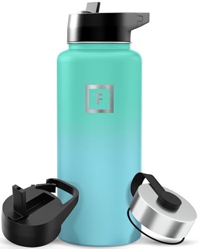 32 oz Wide Mouth Water Bottle with 3 Lids