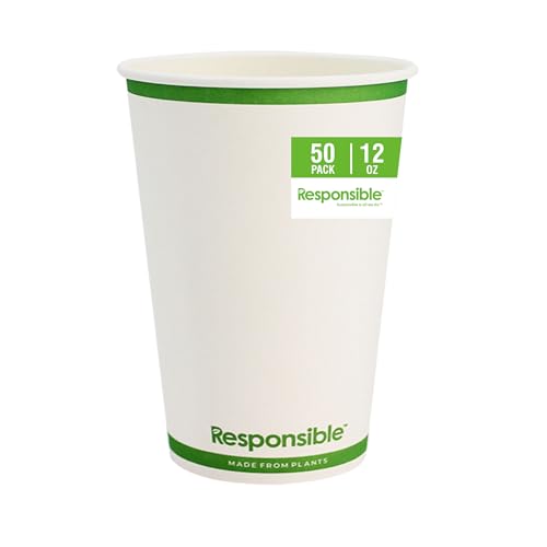 Certified Compostable 12 oz Paper Cups (50 Count)