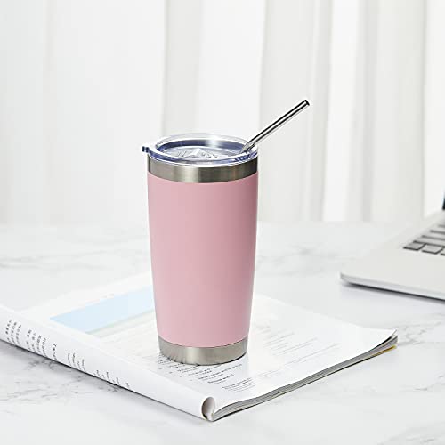 20oz 8 Pack Tumbler Double Wall Vacuum Insulated Coffee Travel Mug Stainless Steel Tumbler Bulk with Lid and Straw Insulated Coffee Cup for Cold & Hot Drinks (8 Count)