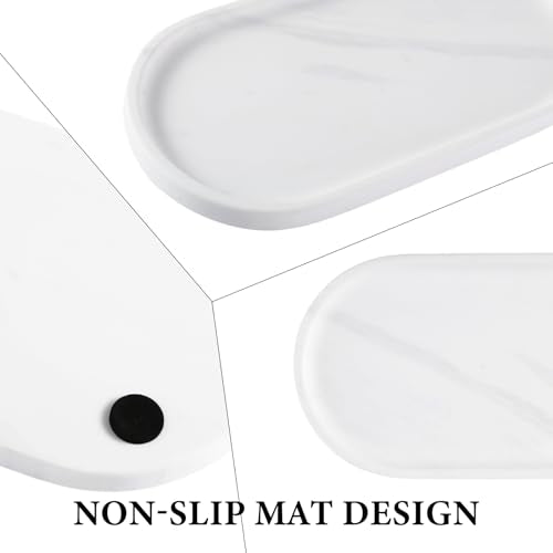 12"x6" Elegant White Marble Bathroom Tray