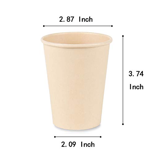 10 oz Disposable Light Brown Paper Coffee Cups Bamboo Fiber 120 Pack (120 Count)