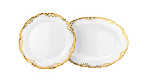 57 piece Banquet Dinnerware Set with Scalloped Edges