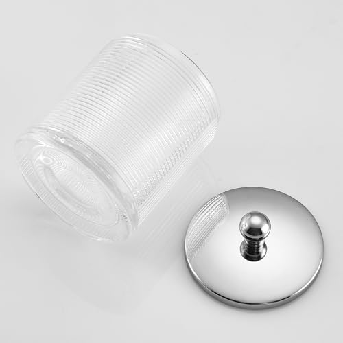 Clear Transparent Apothecary Ribbed Geometric Etched Glass Jar W