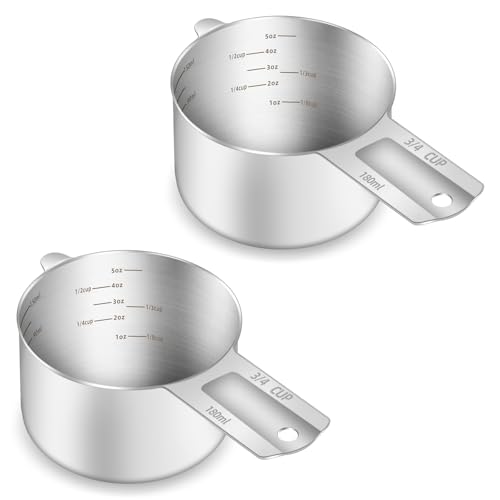 2PCS 3/4Cup (180ml, 6oz) Measuring Cup, Etched Inner Scale Measure Scoop