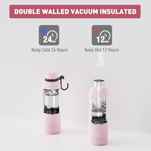 Slim Insulated Water Bottles for Travel 18oz with Clip