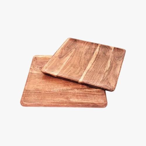 Square Acacia Wood Plates (2 Count)