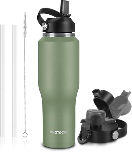 Insulated Water Bottle 32oz with Straw