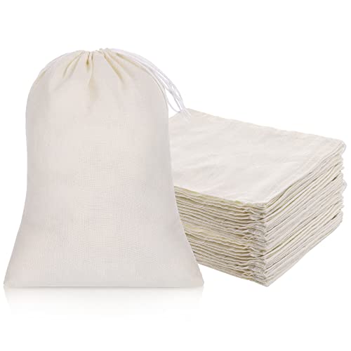 50 Pcs Cheese Cloth Tea Bags 6 x 8 inch for Straining Reusable Tea Filter Loose Empty Soup Spice Bags for Cooking Cold Brew Coffee Muslin Strainer (50 Count)