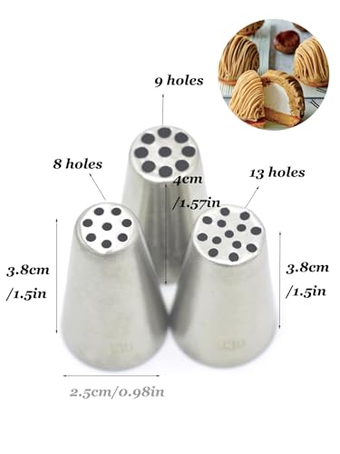Grass & Spaghetti Piping Tips for Cake Decorating & Montblanc (3 Count)