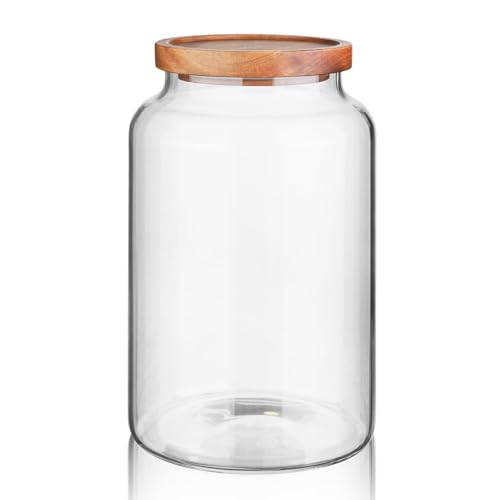 Glass Storage Container Airtight Food Jars Kitchen Canister with Wood Lids