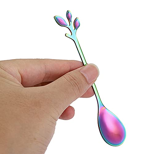 Elegant Rainbow Leaf Coffee Spoons (10 Count)