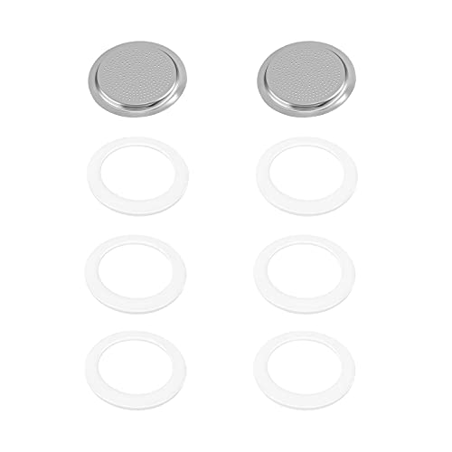 6 Pieces Moka Pot Replacement Cup Gasket with 2 Pcs Stainless Filter