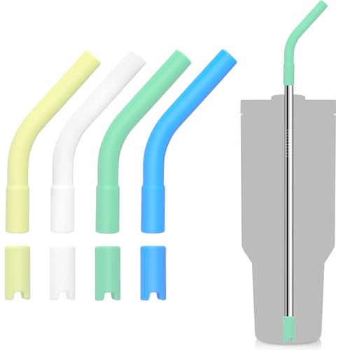 4 Set Silicone Straw Tips with Bottom Tub Compatible with Stanley Yeti (4 Count)