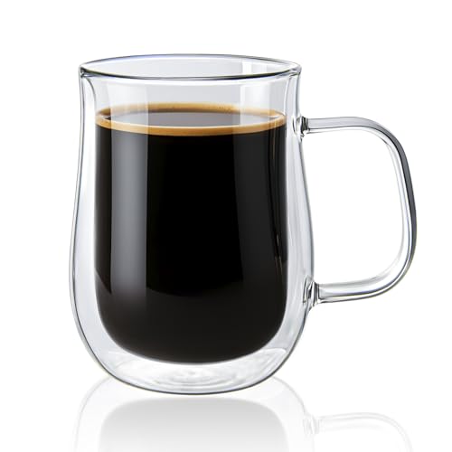 Double Walled Glass Coffee Mugs 16 OZ (2 Count)