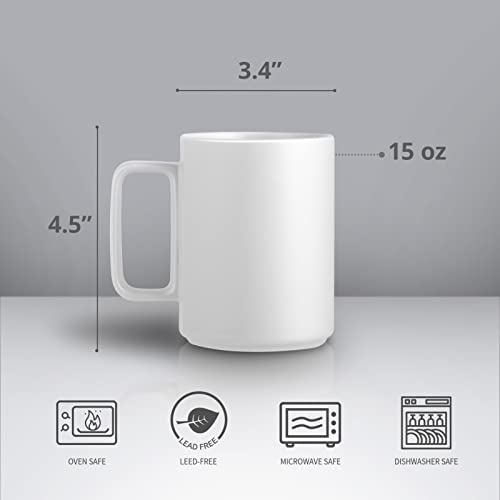 Large 15 Ounces Porcelain Coffee Mug Tea Mugs Set of 6 (6 Count)