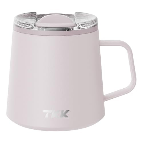 12 oz Insulated Coffee Mug with Handle Ceramic Coating Detachable Slider Lid Stainless Steel Tumbler Double Wall Vacuum Travel Cup